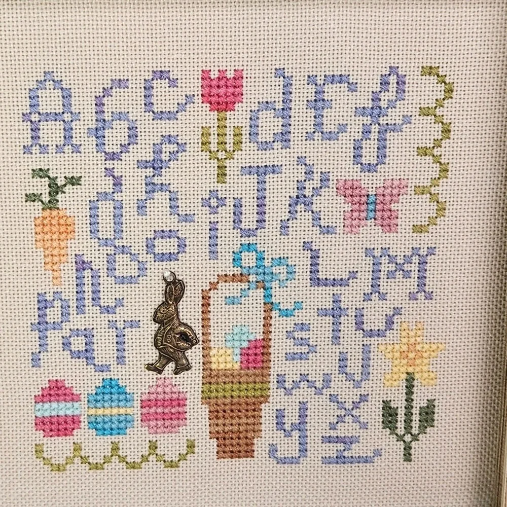 Sampling Easter Cross Stitch Framed‎ COMPLETED Lizzie Kate Stitching Wall Art